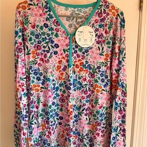 Little Sleepies Teal and Floral Pajama Set size Medium